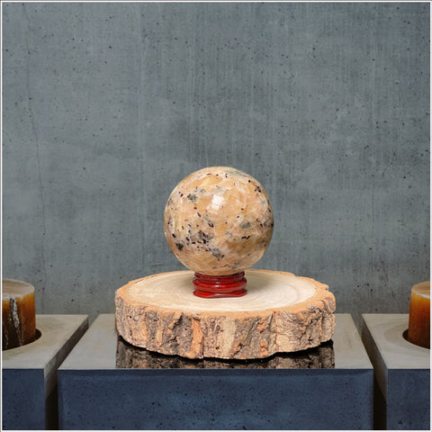 Orange Calcite & Epidote Sphere