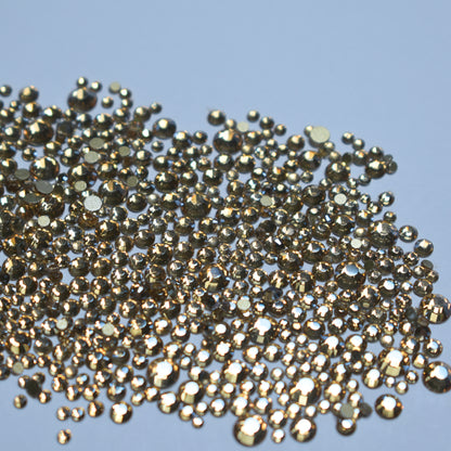 1440 pack Golden Shadow round flat backs mixed sizes