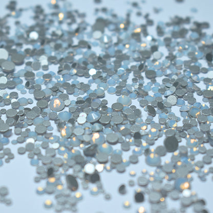 1440 Pack White opal round flat backs mixed sizes