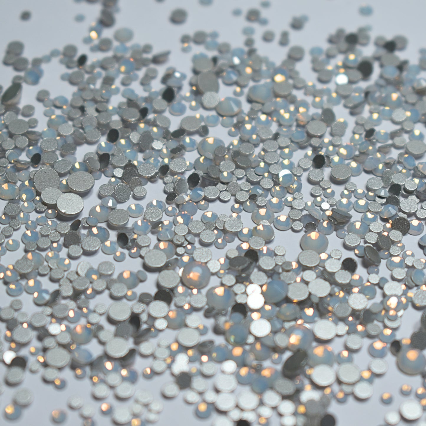 1440 Pack White opal round flat backs mixed sizes