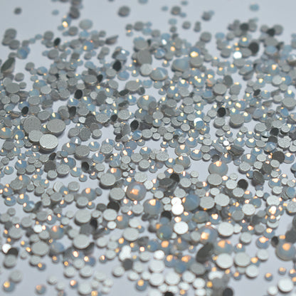 1440 Pack White opal round flat backs mixed sizes