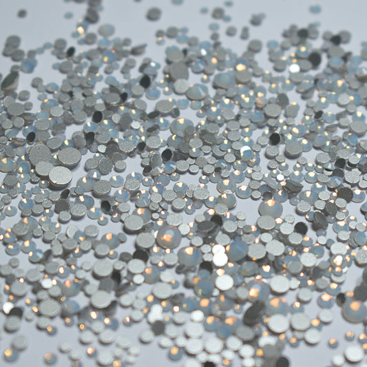 1440 Pack White opal round flat backs mixed sizes