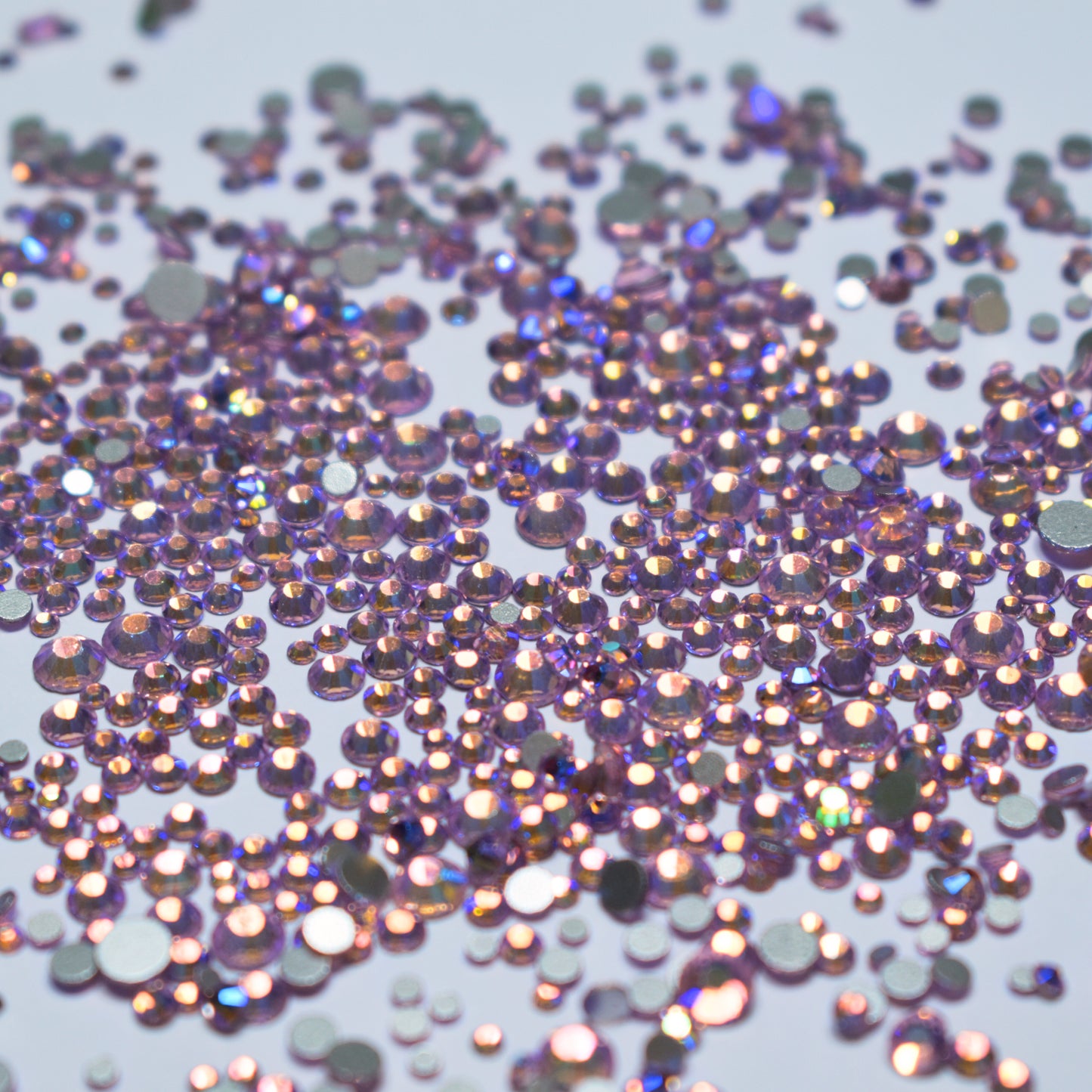 1440 pack Pink Gin Shimmer round flat back mixed sizes