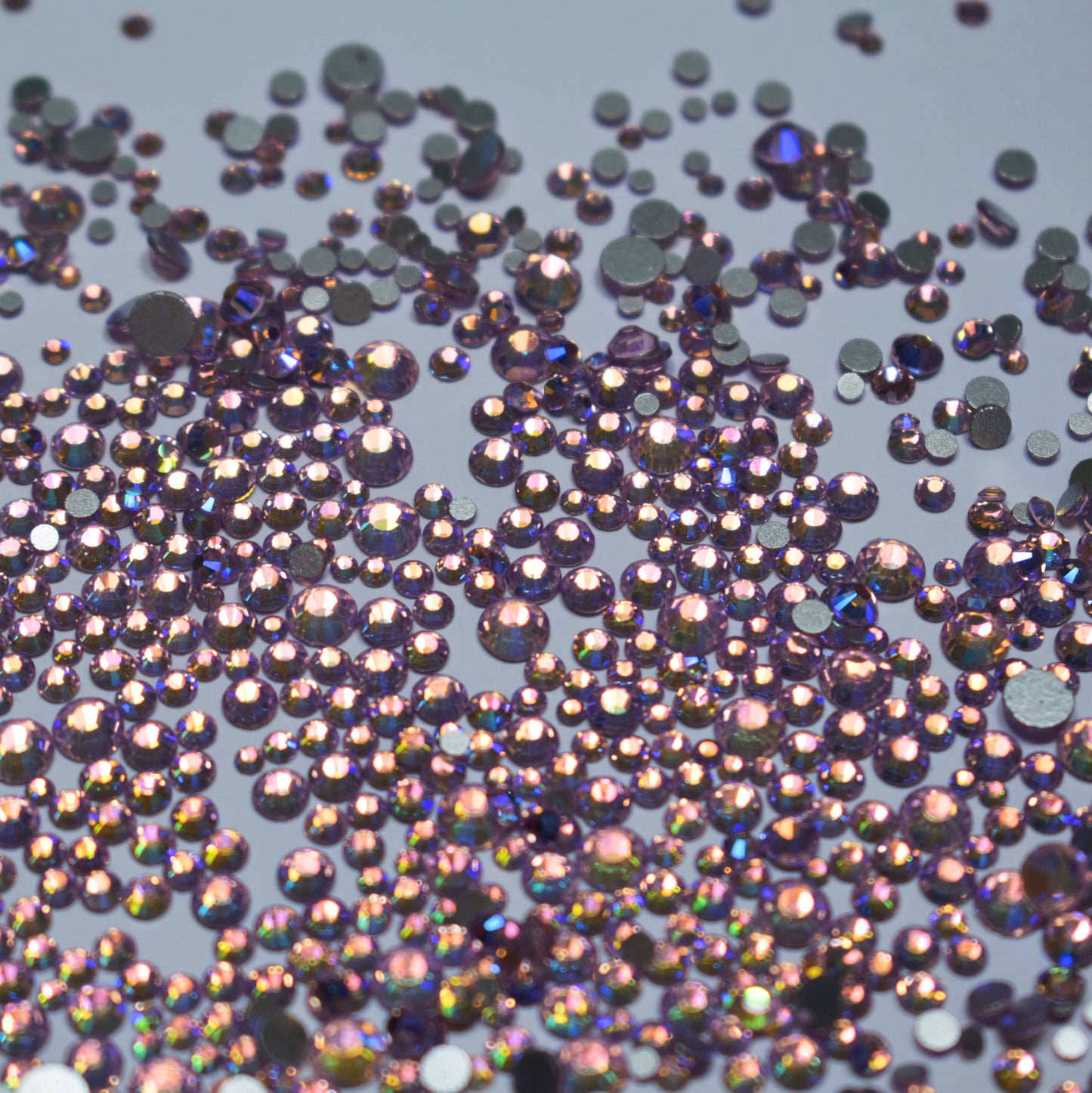 1440 pack Pink Gin Shimmer round flat back mixed sizes