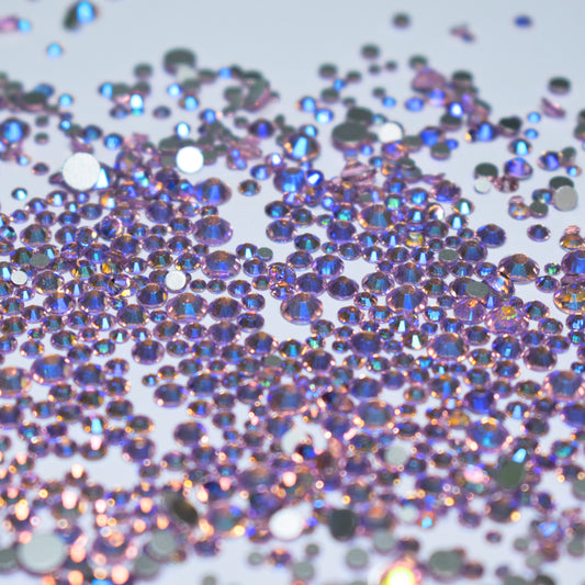 1440 pack Pink Gin Shimmer round flat back mixed sizes