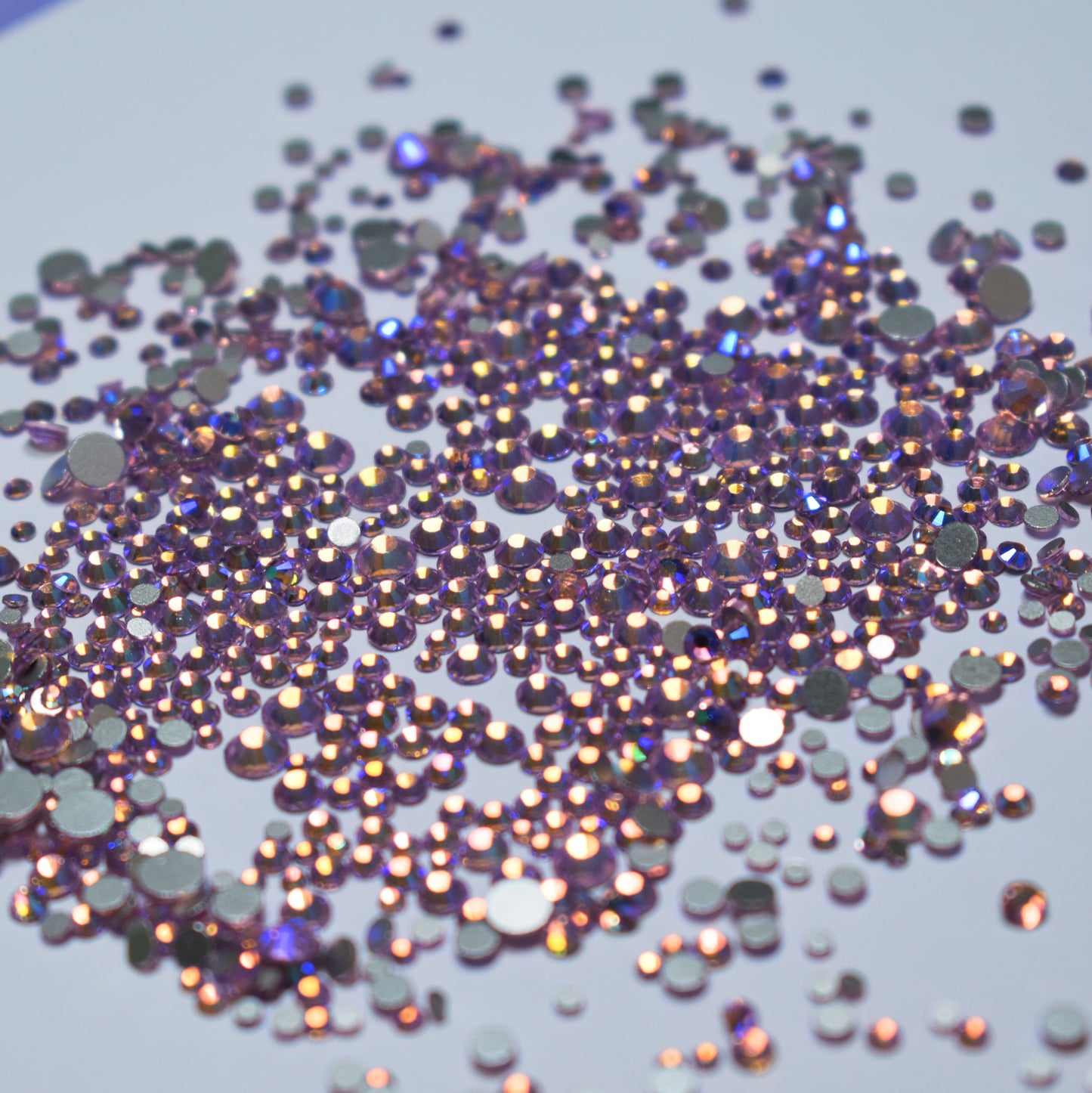 1440 pack Pink Gin Shimmer round flat back mixed sizes