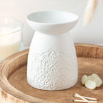 Mandala White ceramic wax / oil burner